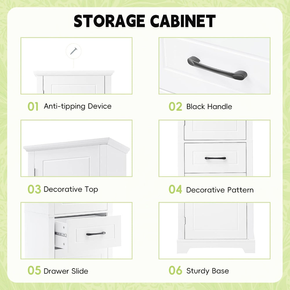 Favfurish 72" Tall Narrow Bathroom Storage Cabinet with 2 Doors & Dr...
