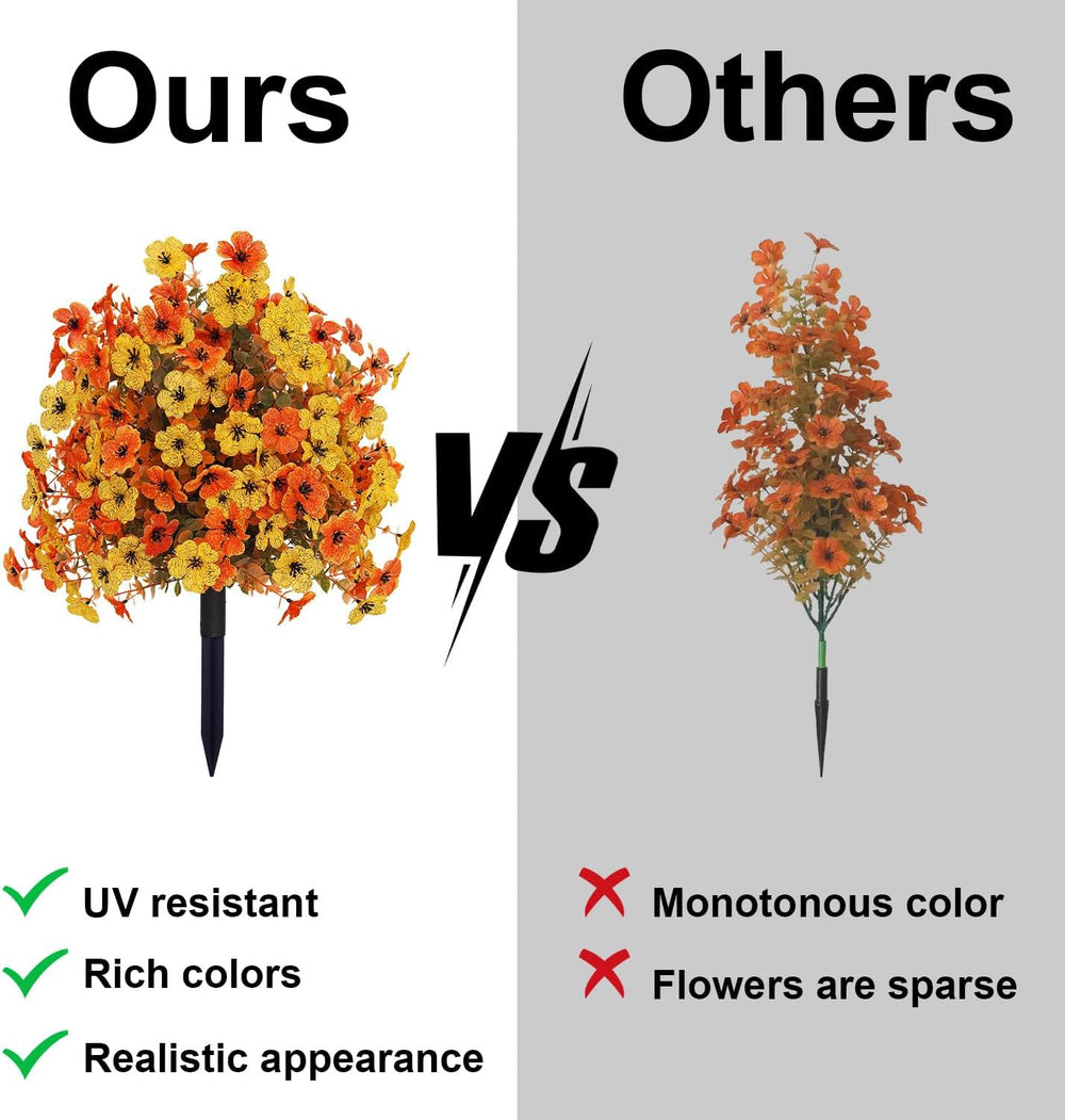 Outdoor Fall Artificial Flowers - 2 Pack Topiary Flower Balls with Ground Sta...