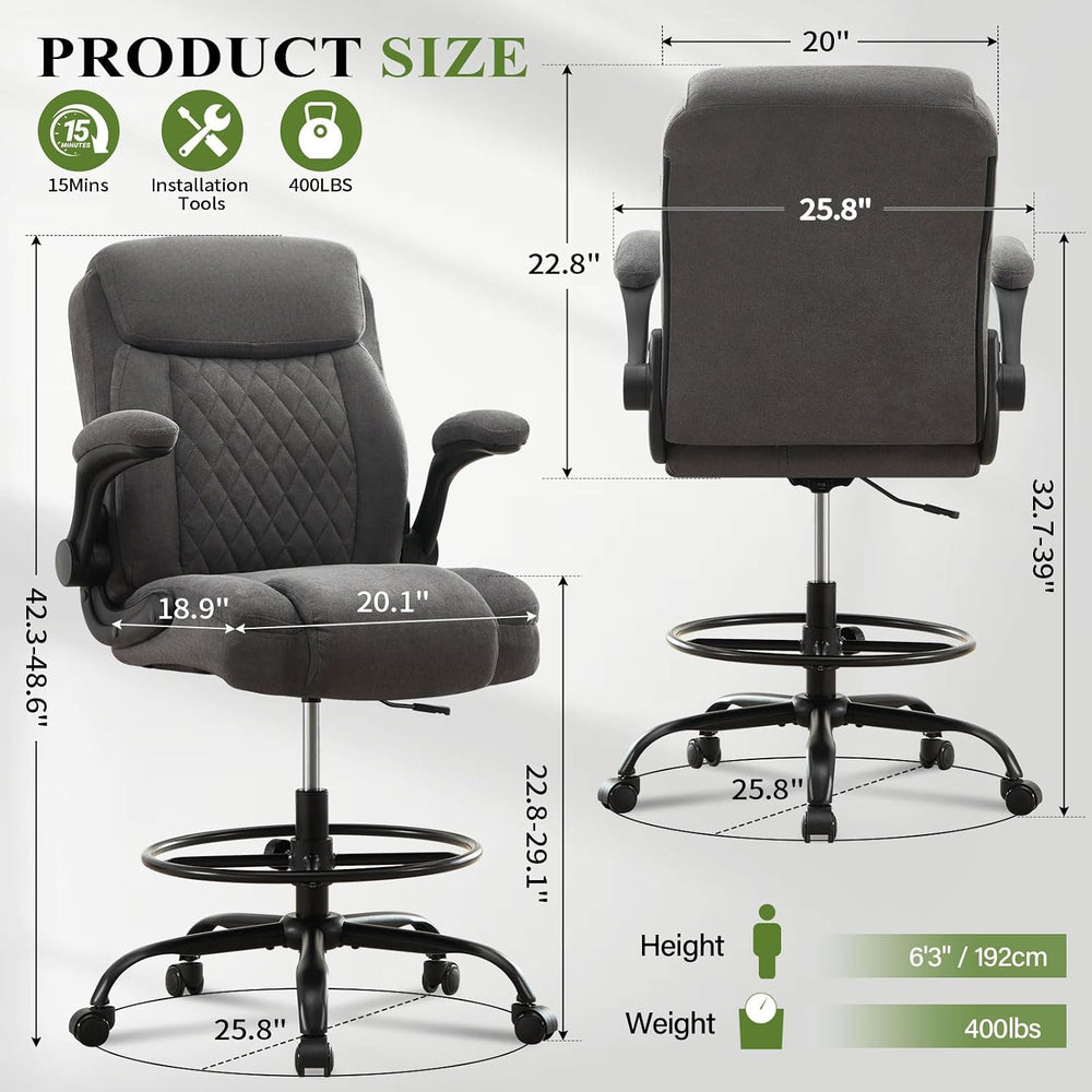 Drafting Chair Tall Office Chair for Standing Desk, Ergonomic Tall Desk Chair...