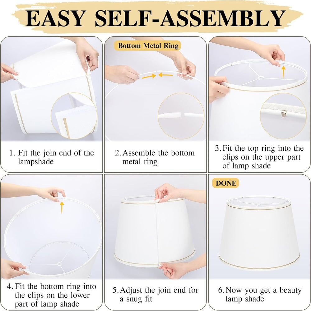Large White Lamp Shades Set of 2, 12"Top x 16"Bottom x 11"High