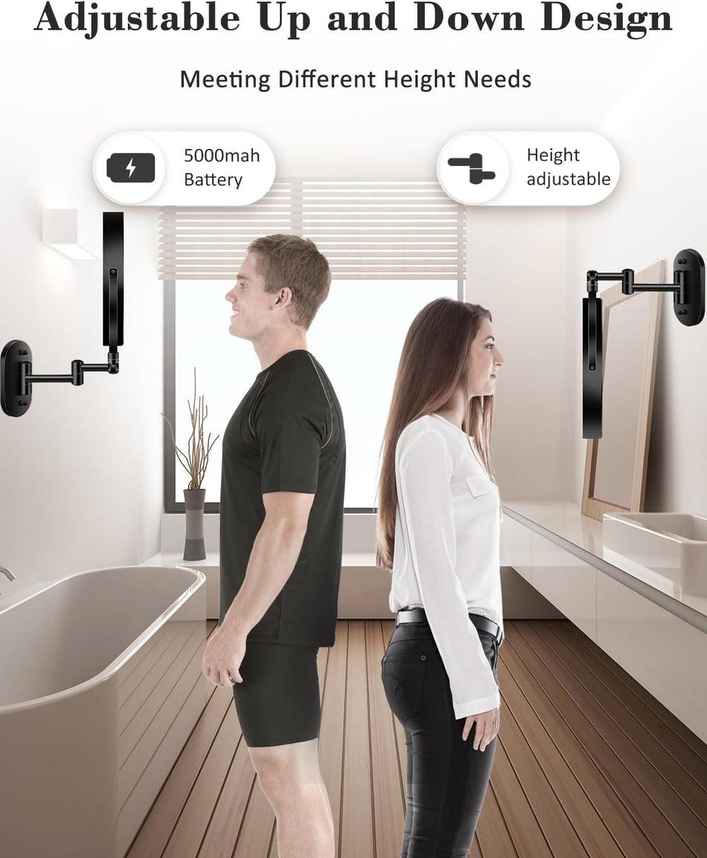 20X 9" Wall Mounted Magnifying Makeup Mirror with Light Height Adjustable
