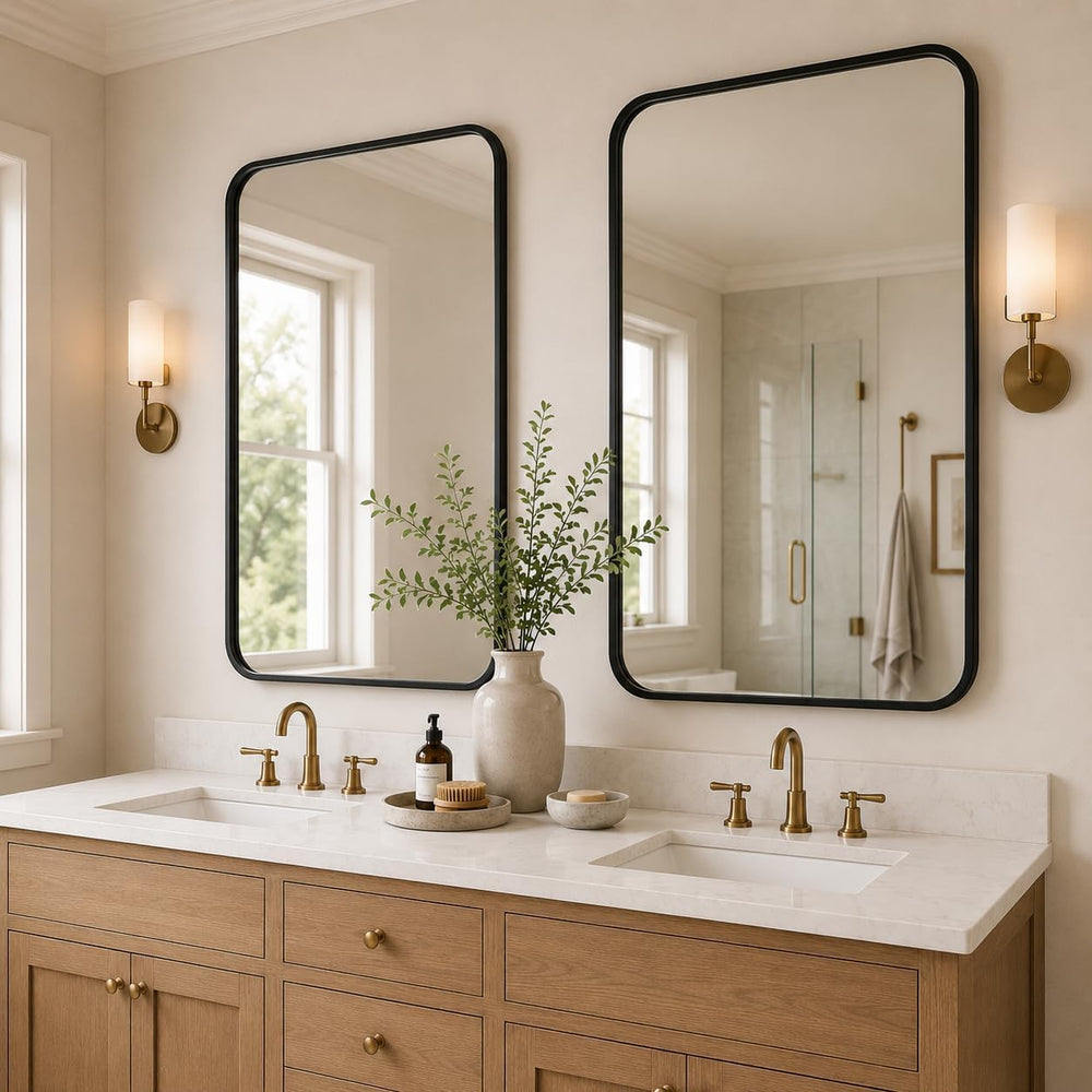 USHOWER 2-Pack Black Bathroom Mirrors for Over Sink 24 x 36 Inch