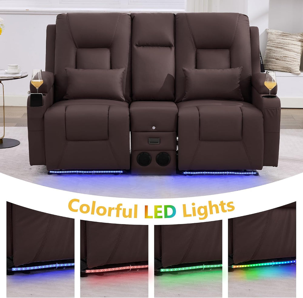 URRED Wall Hugger Power Reclining Loveseat Sofa，Dark Brown：68.1" - 2 Seats