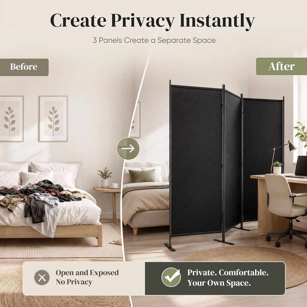 JOSTYLE 3 Panel Room Divider 100" W x 71" H Folding Privacy Screen,...