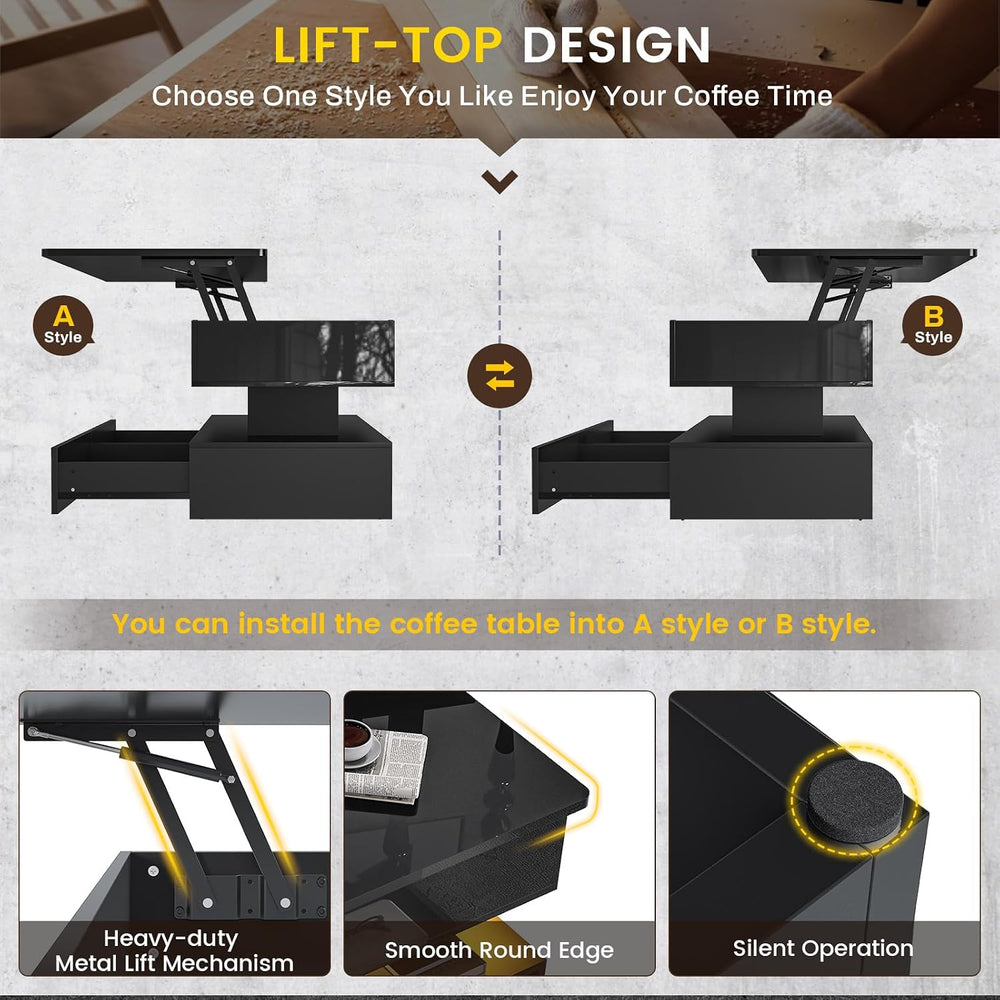 SEDETA 47.2" Lift Top Coffee Table, Coffee Tables with Storage for Livin...
