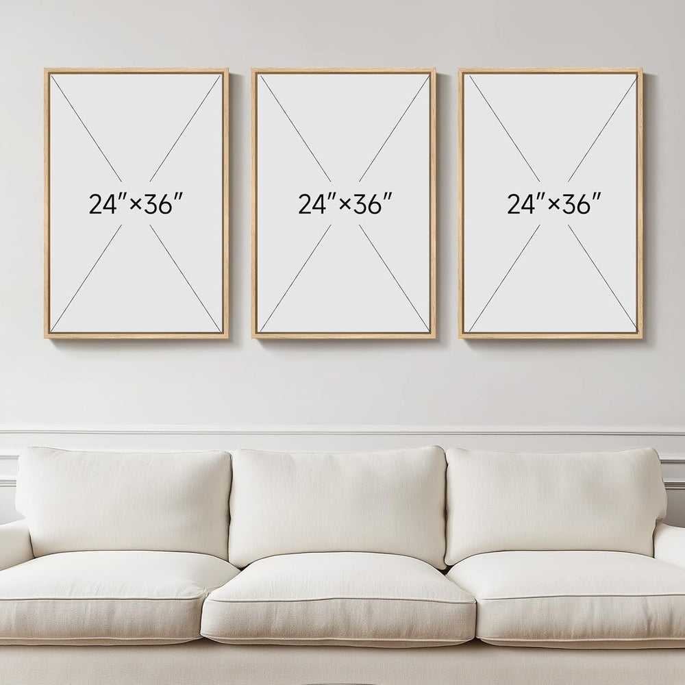 Large Framed Abstract Modern Neutral Wall Art for Living Room, 24x36 Inch