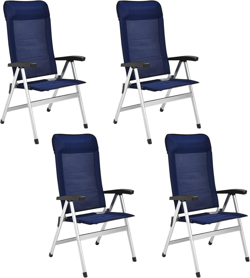 Tangkula Set of 4 Patio Folding Chairs, Portable Reclining Chairs with 7-Posi...