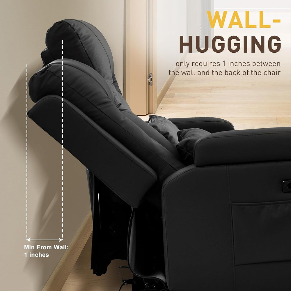 URRED Wall Hugger Power Reclining Loveseat Sofa，Black：68.1" - 2 Seats