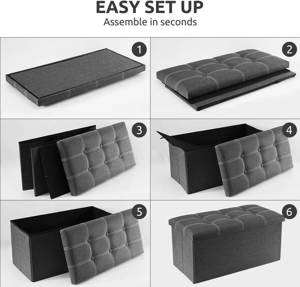 YOUDENOVA Ottoman with Storage, 30" Storage Ottoman Bench, Linen Gray