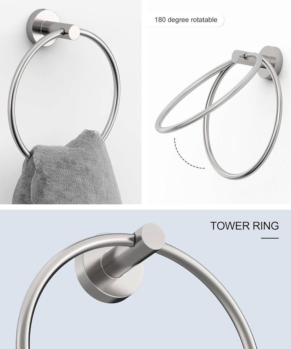 Brushed Nickel Bathroom Hardware Accessories Set 5 Pcs