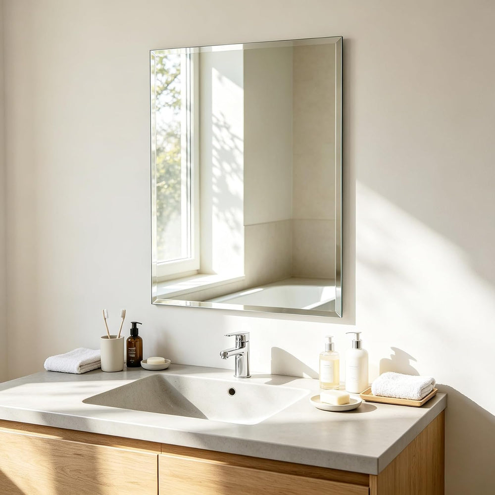 Bathroom Mirror for Over Sink 32" x 24" Frameless Beveled Edge Wall...