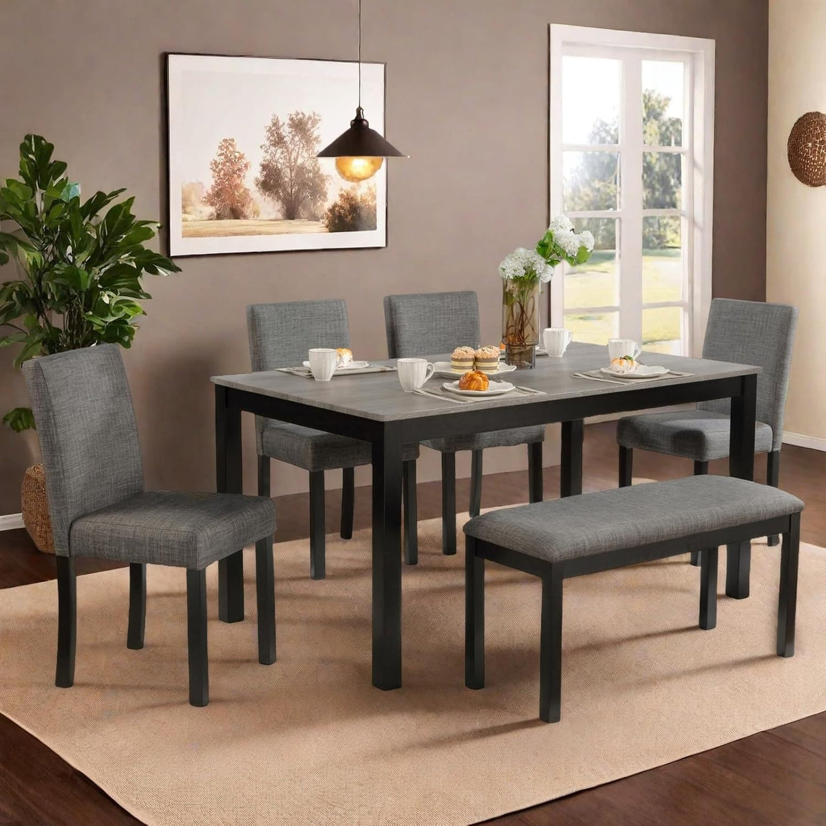 6 piece dining table set, counter height kitchen on a desk or shelf
