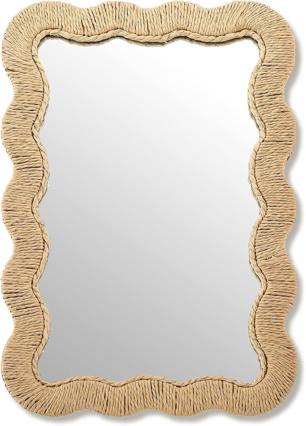 Junkin Boho Rattan Mirror for Bathroom, Rectangle, 10.4 x 15.8 in