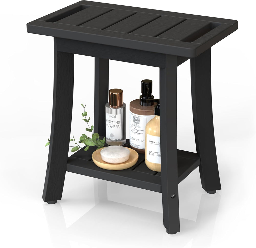 Waterproof HIPS Shower Bench for Inside Shower, Shower Stool, Black