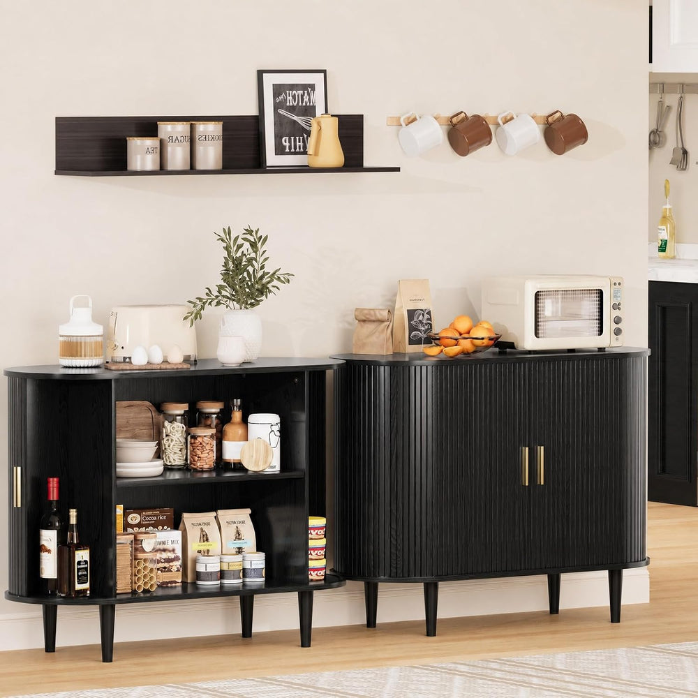 DHH Sideboard Buffet Cabinet with Storage,Mid Century Modern Fluted Accent Co...
