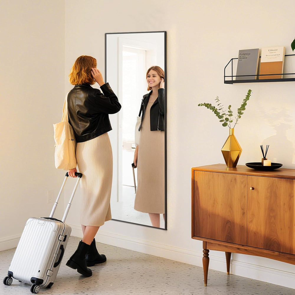 NEWBULIG Full Length Mirror, 59"x16" Full Body Standing Mirror, Black