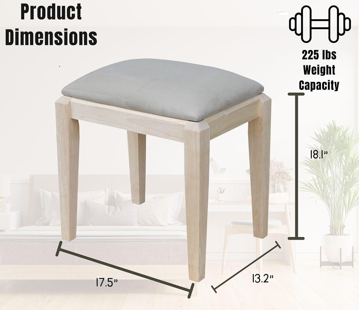International Concepts Unfinished Vanity Bench, Unfinished