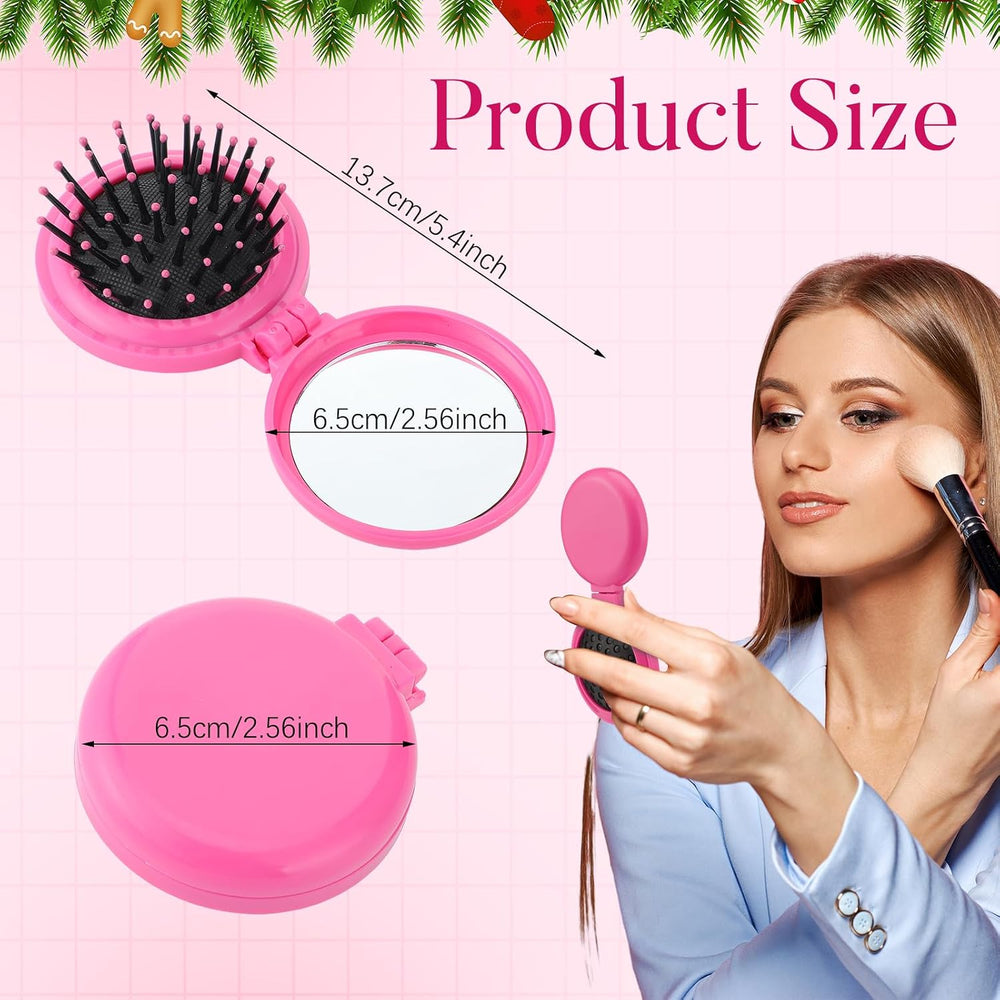 Barydat Mini Travel Folding Hair Brush with Mirror Bulk Portable, 50 Pcs