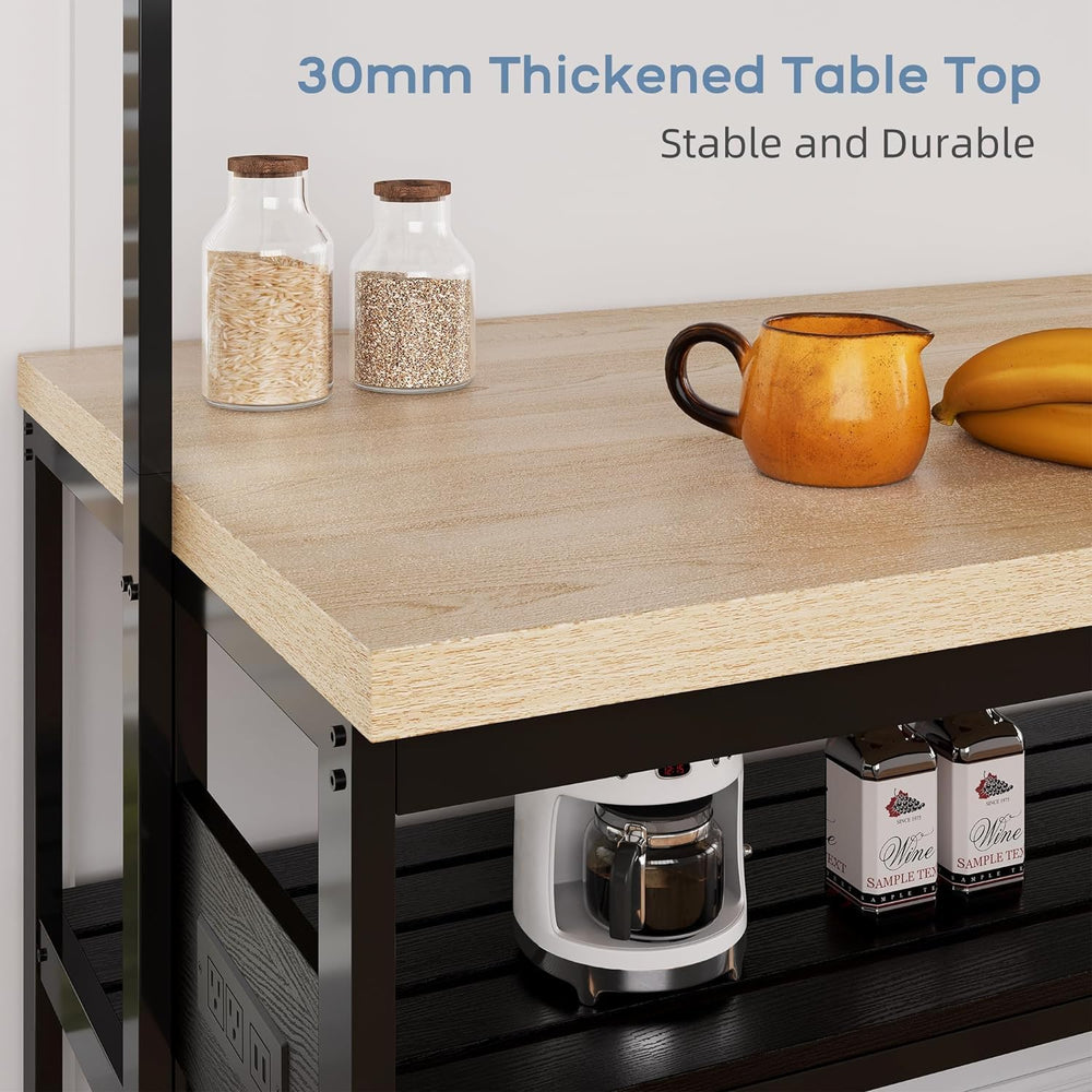 IDEALHOUSE 47" Kitchen Island with Power Outlet - 3-Tier Bakers Rack &am...
