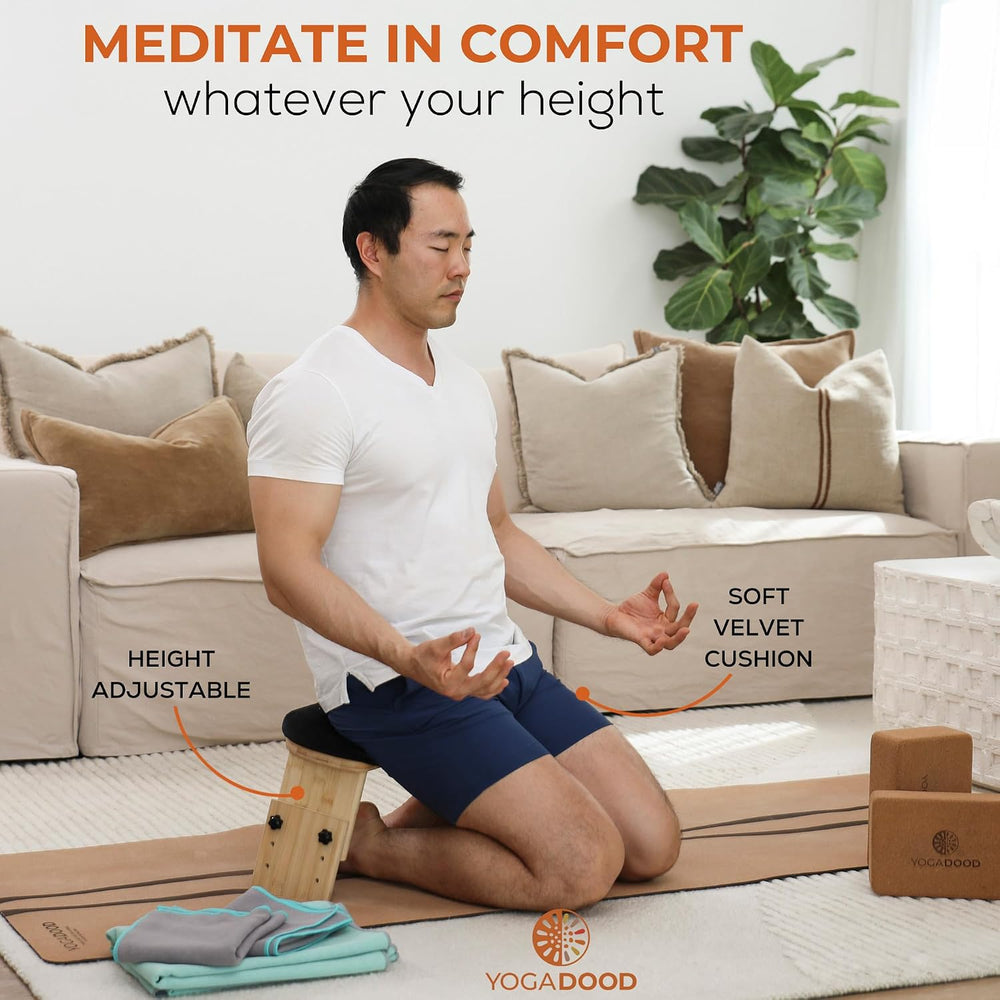 Yoga Dood Zen+ Adjustable Meditation Bench – 3-Level Height Kneeling Bench