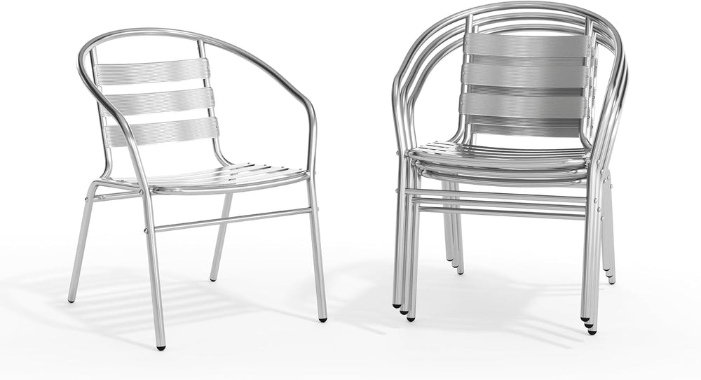 Flash Furniture Lila 4 Pack Commercial Aluminum Indoor-Outdoor Restaurant Sta...