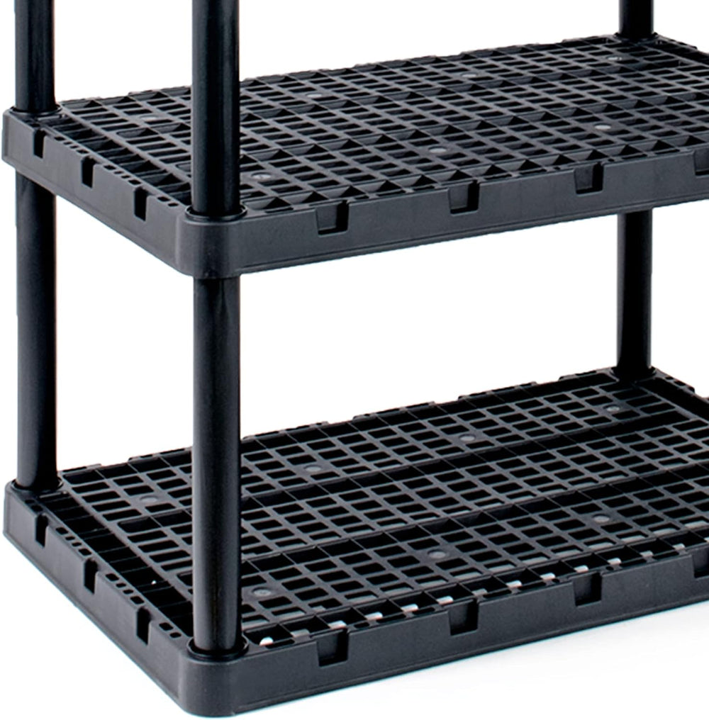 Gracious Living XL Knect-A-Shelf 4-Shelf Heavy-Duty Storage Shelves, Black