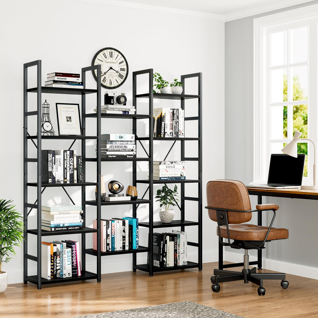 numenn triple column 5 tier bookshelf with 14 shown in use