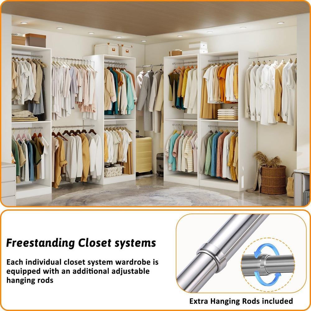 Closet System with 3 Hanging Rods& Shelf , 2FT Small Closet Organizer Sys...