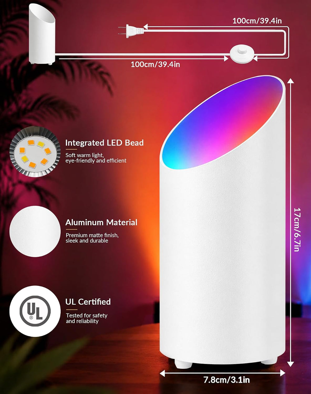 2 Pack Uplights Indoor Floor Can Lights, Remote and Timer, White