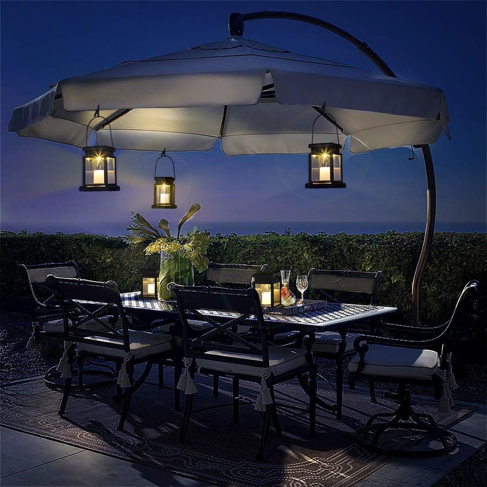 GIGALUMI 8 Pack Solar Hanging Lantern Outdoor, Candle Effect Light