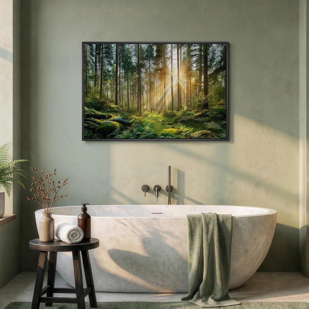 Framed Nature Forest Landscape Canvas Wall Art for Living Room, 24x36 Inch