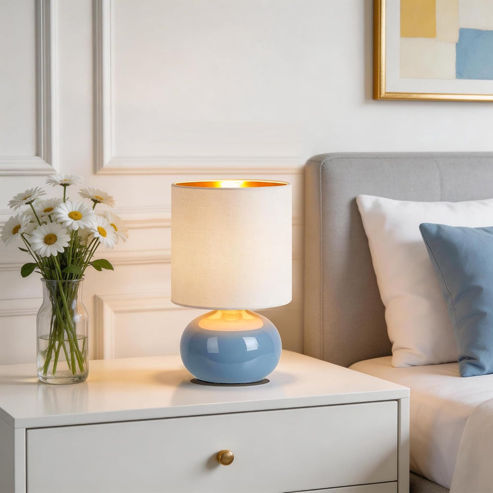 Hamucd Ceramic Table Lamps Set of 2, Modern Classic Bedside Lamps for Nightst...
