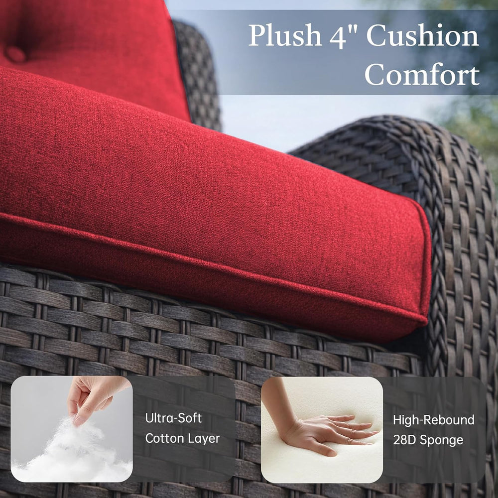 Outdoor Patio Furniture Set-5 Piece Outdoor Swivel Rocker Chairs with Ottoman...