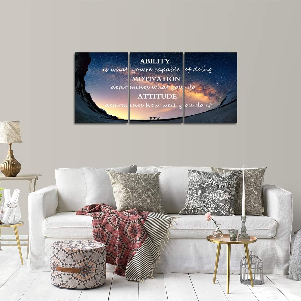 Motivational Quotes Canvas Wall Art Inspirational Ability Motivation Attitude...