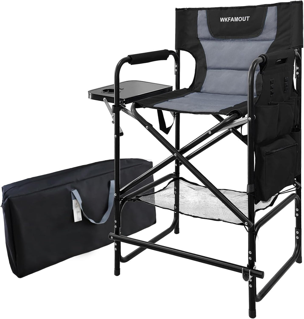 Tall Folding Directors Chair with Side Table 30.71" Seat Height Foldable...