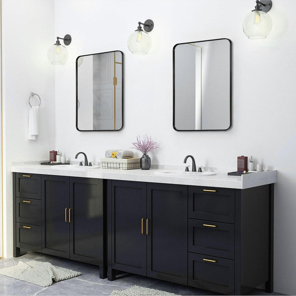 20" x 30" Black Bathroom Mirrors for Over Sink, Thin Metal Frame