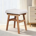 Solid Wood Vanity Stool, Padded Foot Stools Ottoman,Natural