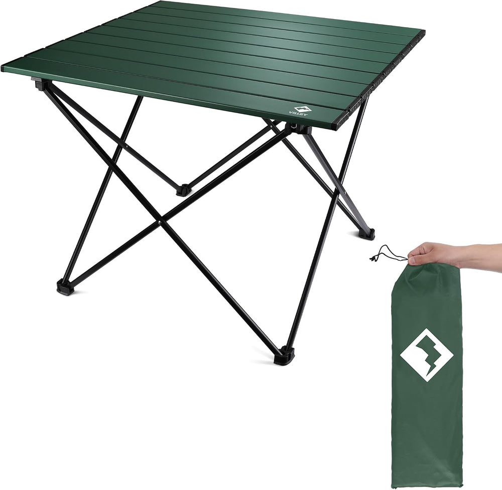 VILLEY Portable Camping Side Table, Ultralight Aluminum Folding Beach Table