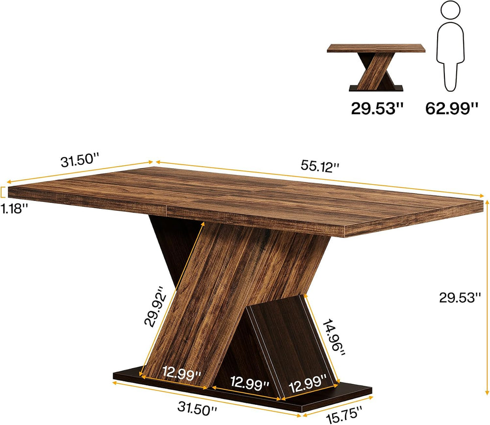 Tribesigns 55-Inch Farmhouse Dining Table for 4, Rectangle Rustic Brown Kitch...