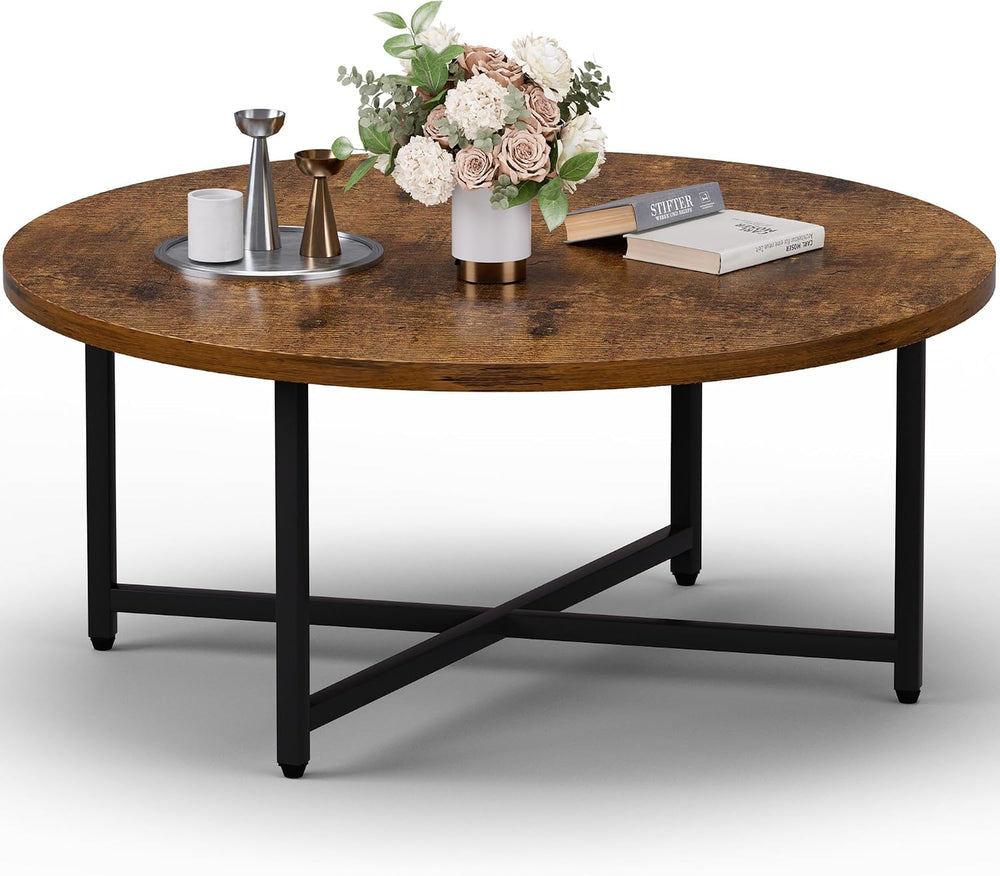 FAMIDGE Coffee Table, 31.5" Large Round Coffee Table for Living Room, Ce...