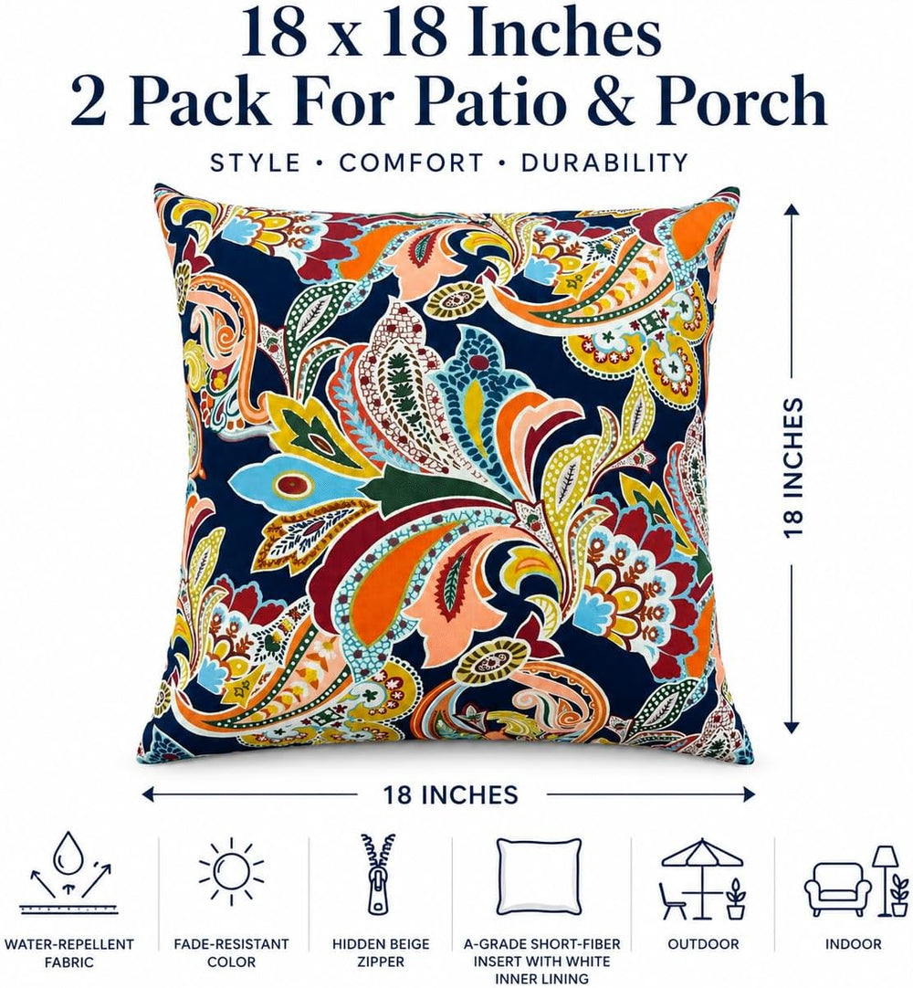 Outdoor/Indoor Decorative Throw Pillows 18×18 Inch