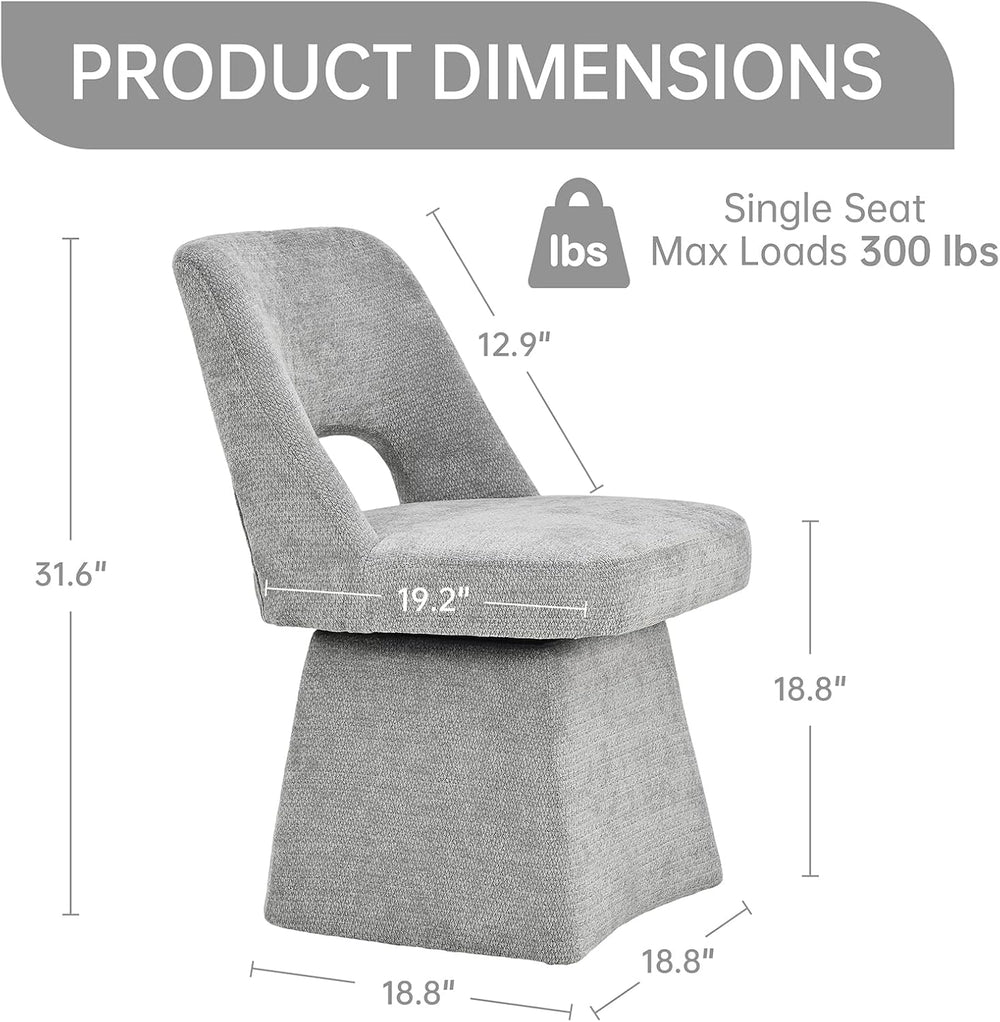 VKNOW Upholstered Swivel Dining Chairs Set of 4 with Curved Open Back