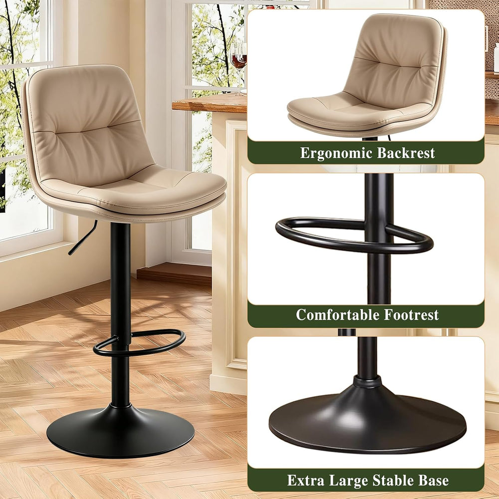 Bar Stools Set of 2 Swivel Adjustable Bar Chairs Counter Height