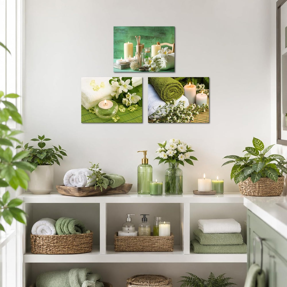 Nachic Wall Spa Zen Wall Art Green Bathroom Decor SPA Picture