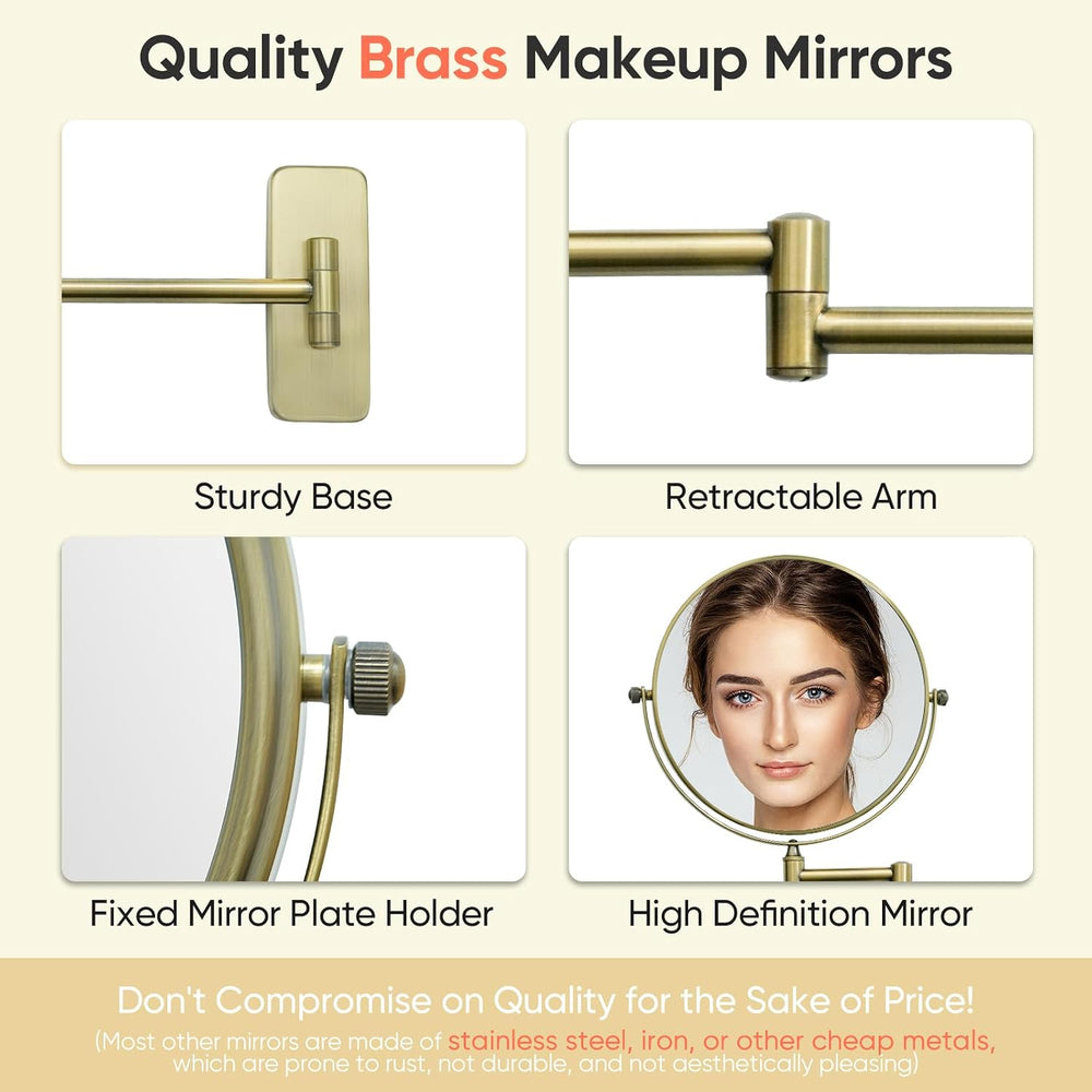 GURUN 8-Inch Double-Sided Wall Mount Makeup Mirrors with 10x Magnification Ba...