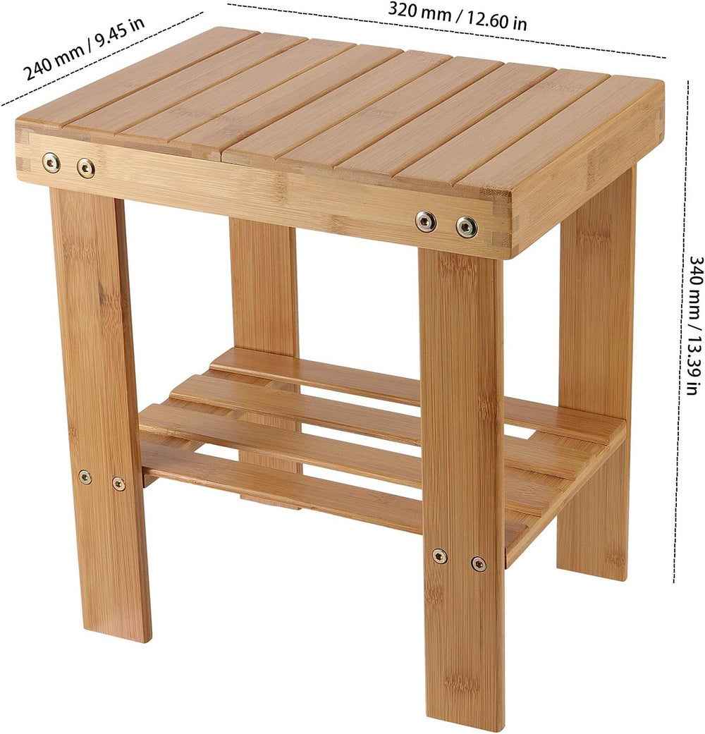 2 Pack Bamboo Step Stool, Bamboo Shower Bench, Wooden Shower Foot Stool for H...