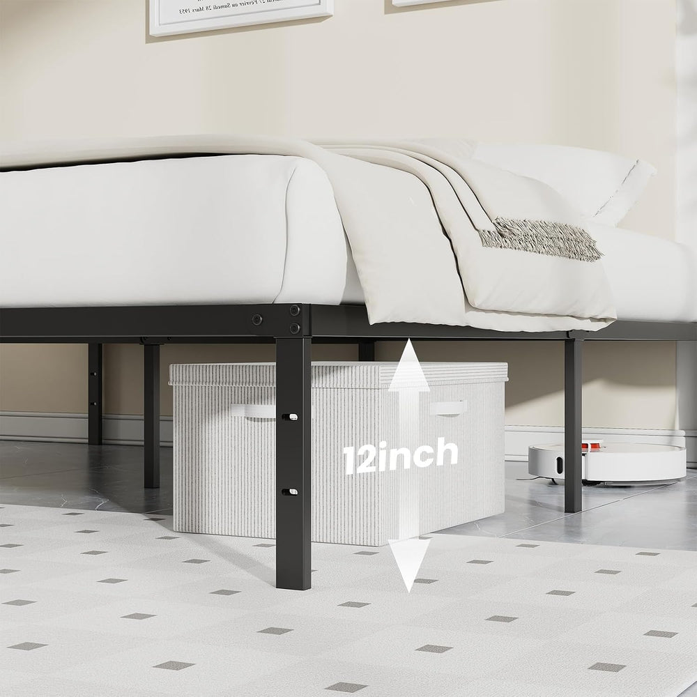 Sweetcrispy Queen Bed Frame, Metal Slats Platform Bed Frame, 12 Inch