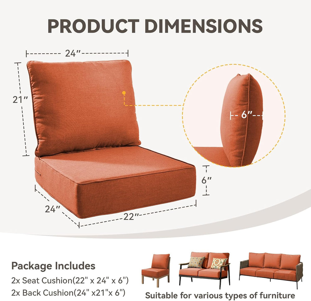 Outdoor Cushion Set for Furniture Patio Furniture, UV Resistant, Water Resist...