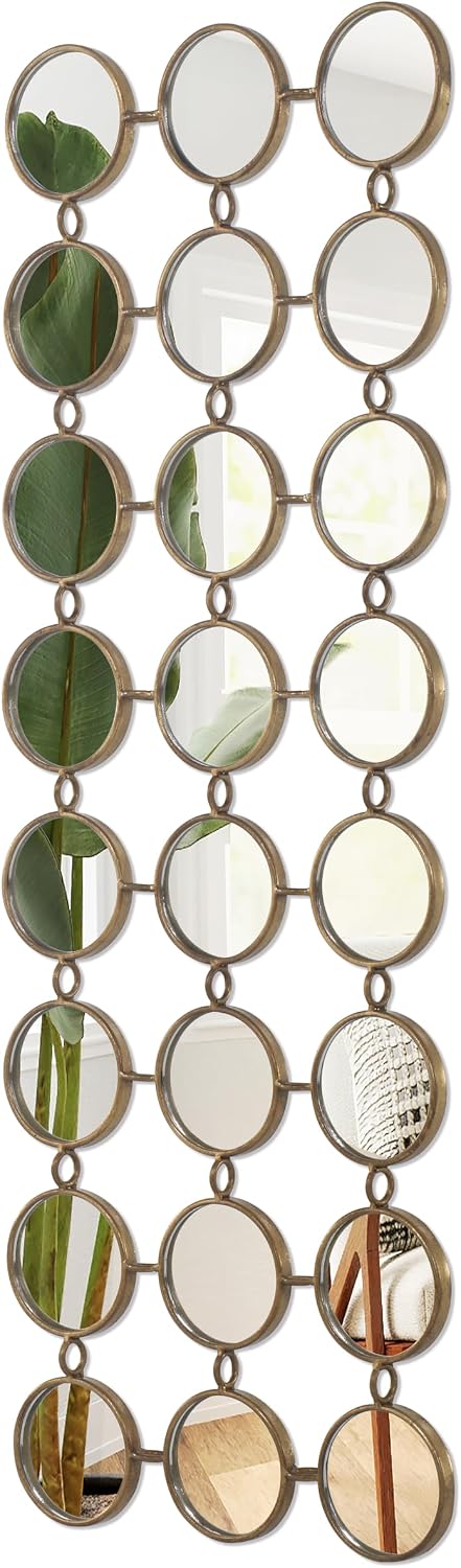 Gold Multi Mirror Wall Decor, 24 Mini Mirrors, 40.5 x 14.5 in
