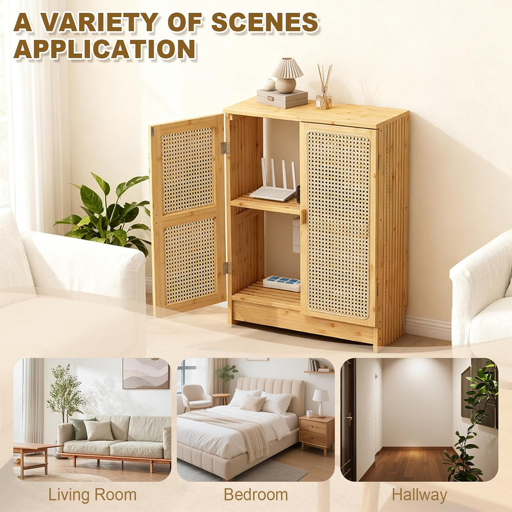 Jueraori WiFi Router Storage Cabinet with Adjustable Shelves, No Back Panel